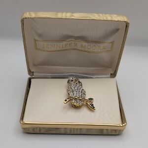 Jennifer Moore Silver and Gold Owl Brooch